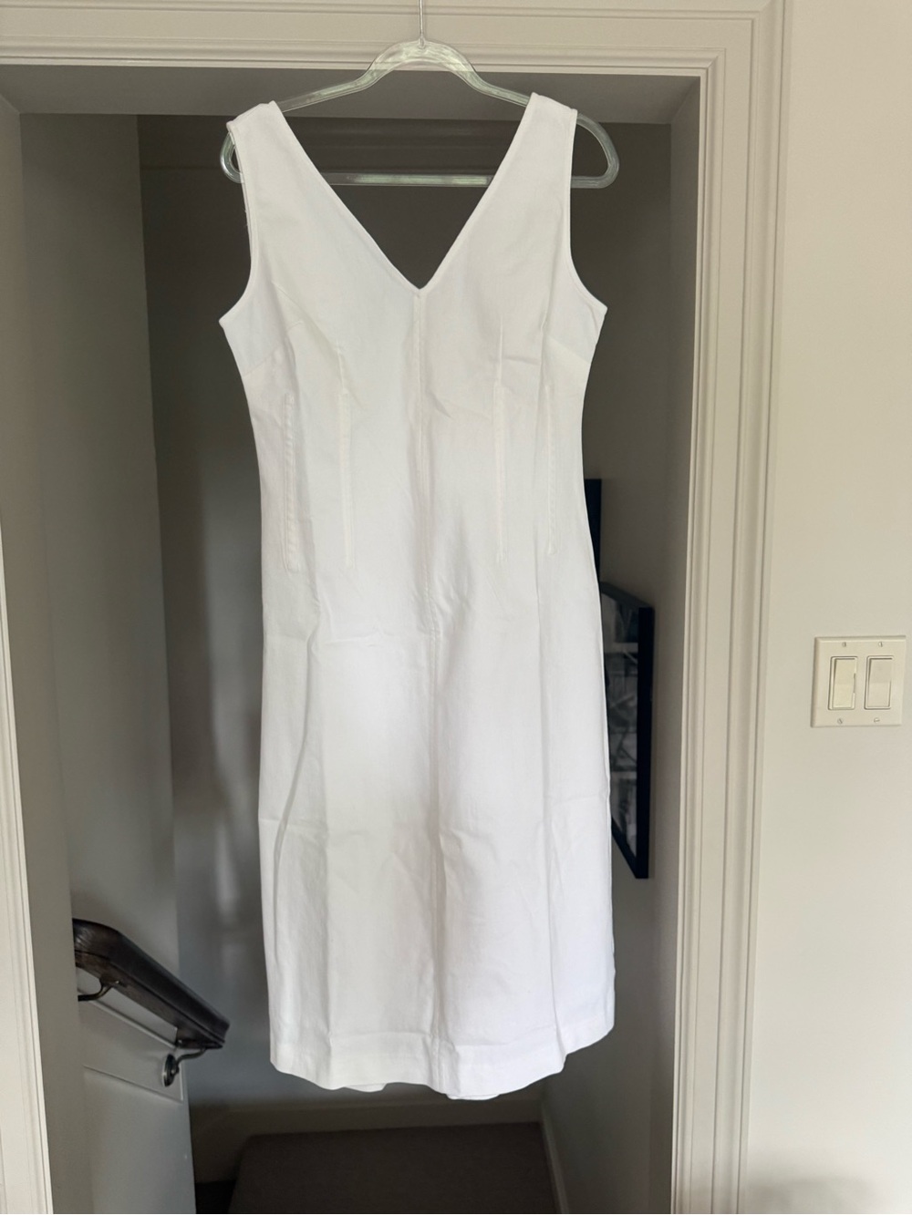 J. Crew White Sleeveless V-Neck MIDI Dress